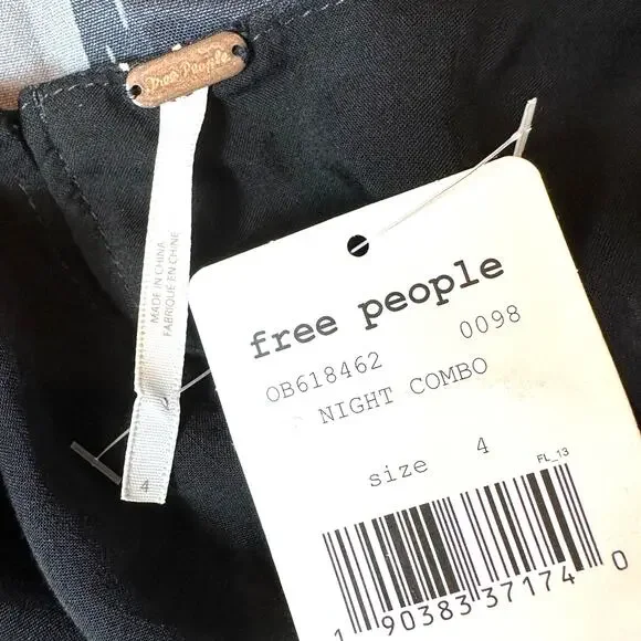 Free People Sunshadows Slit Sleeve Mini Dress Black Combo 4 - Picture 16 of 16